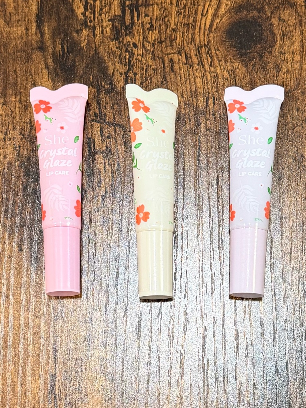She Makeup Crystal Glaze Lip Care - Pink & Cream Hydrating Lip Gloss